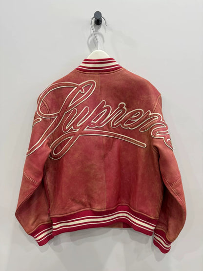 vintage supreme baseball leather jacket size S