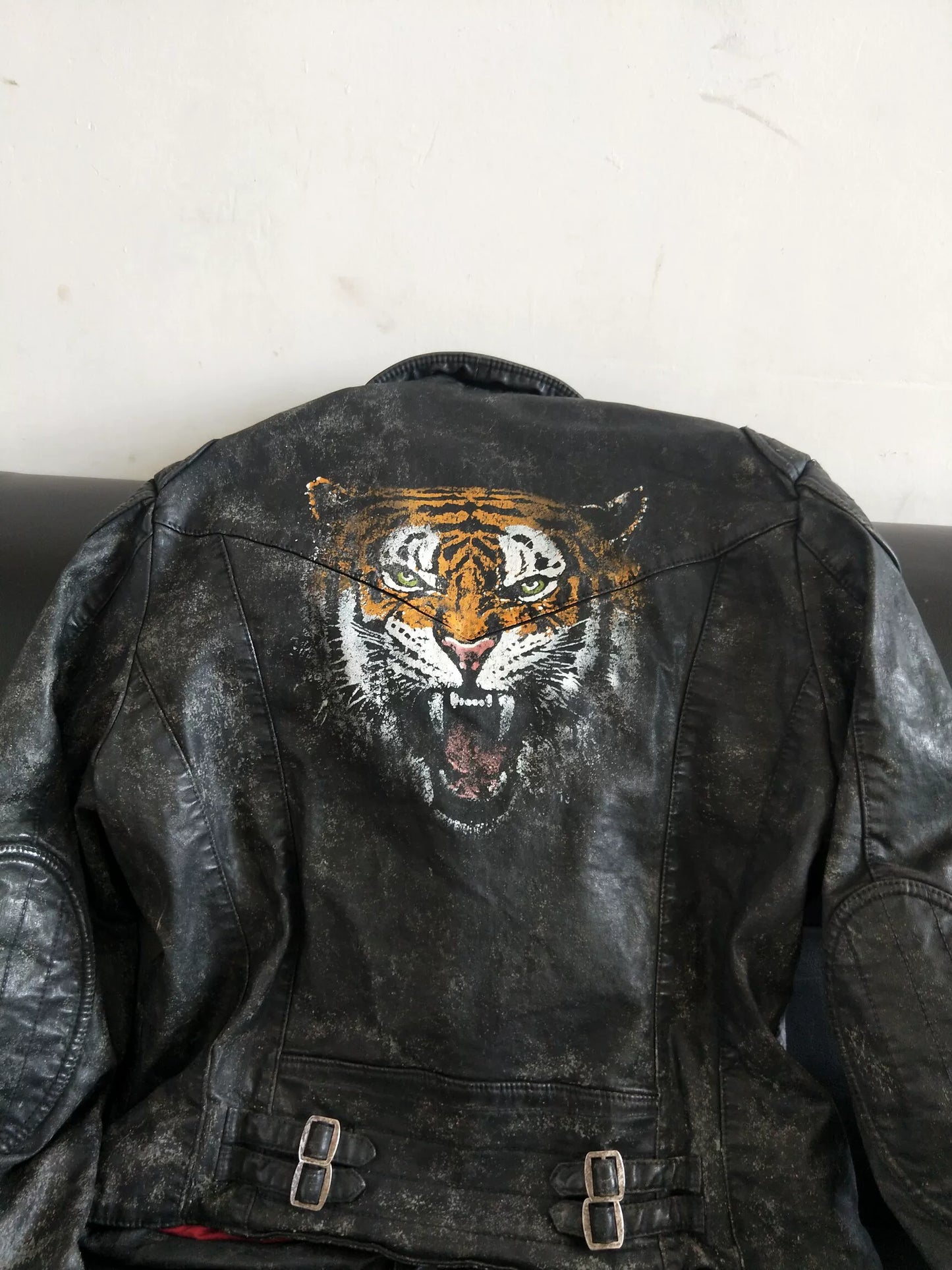 Ralph Lauren Distressed Waxed Canvas Biker Jacket
