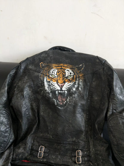 Ralph Lauren Distressed Waxed Canvas Biker Jacket