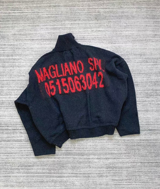 magliano red zip-up sweatshirt with high neck
