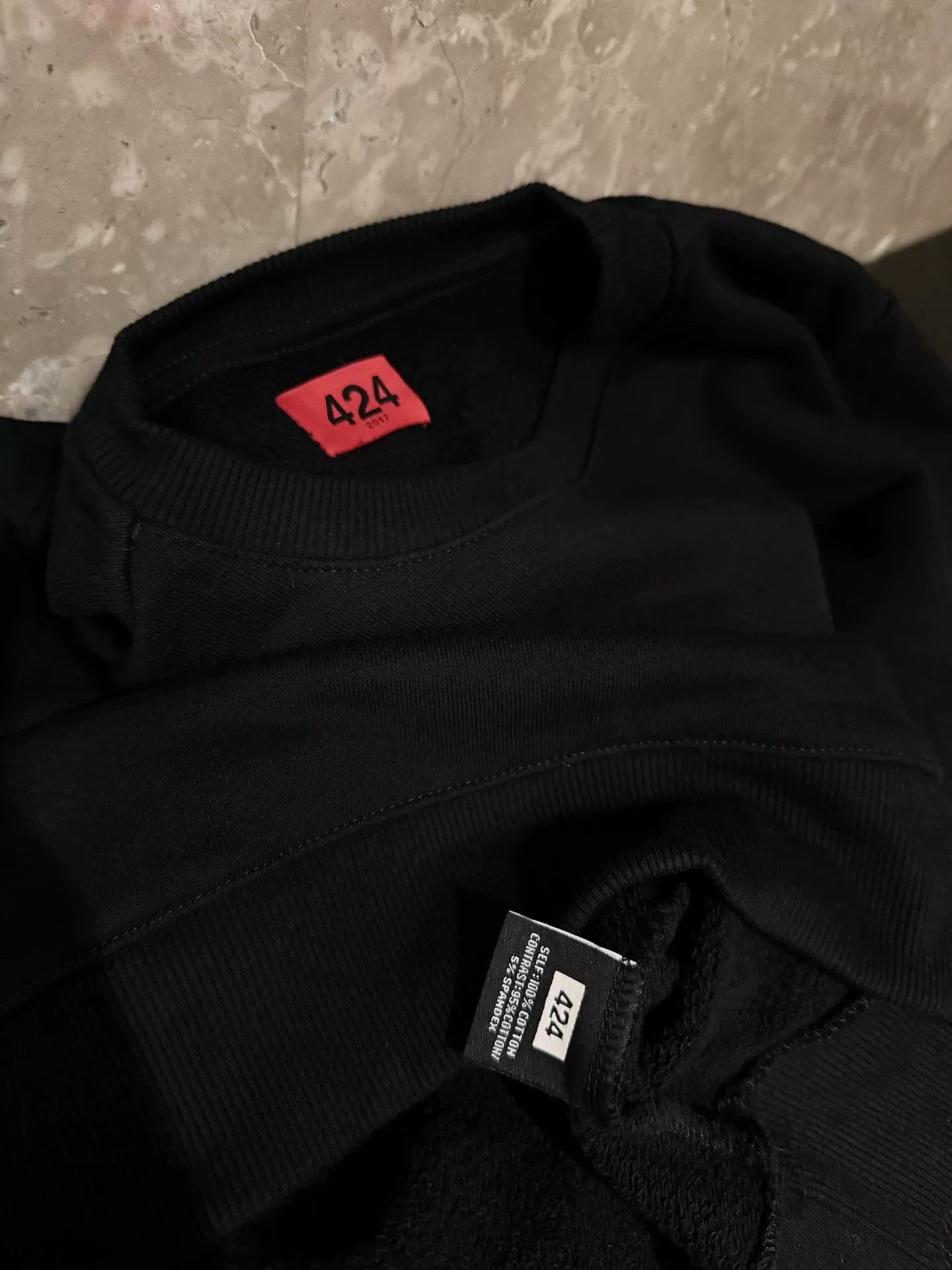 424 Small Logo Black Long Sleeve Sweatshirt