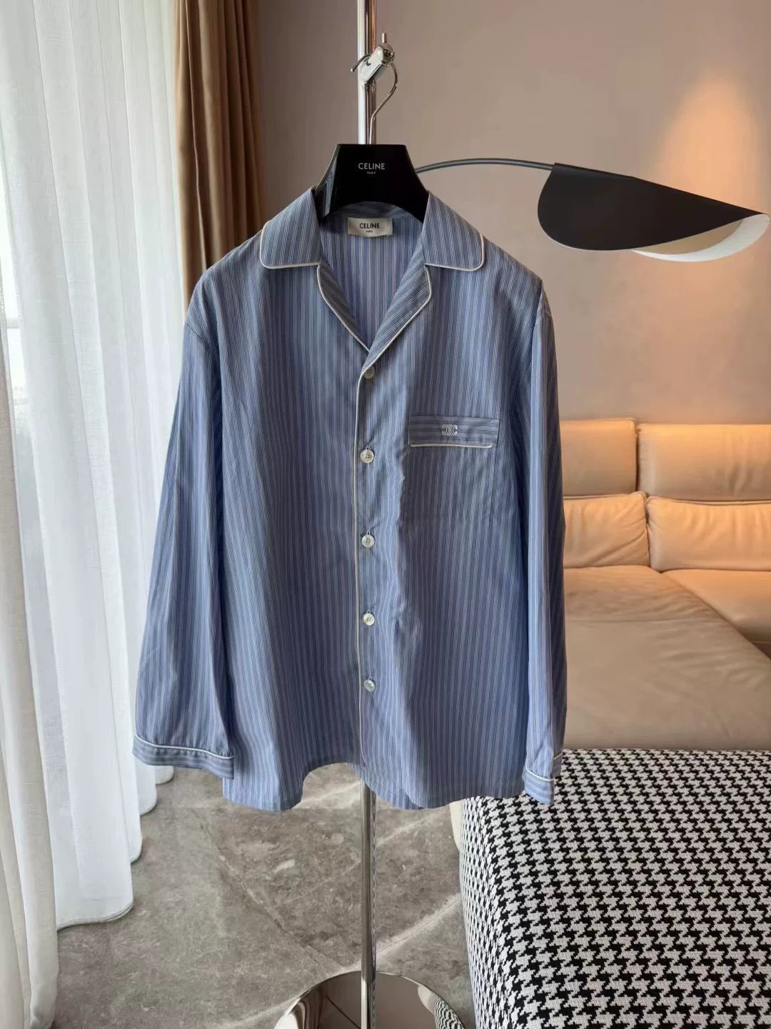 Celine Striped Embroidered Shirt for Men