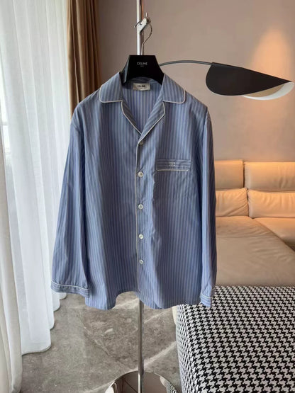 Celine Striped Embroidered Shirt for Men