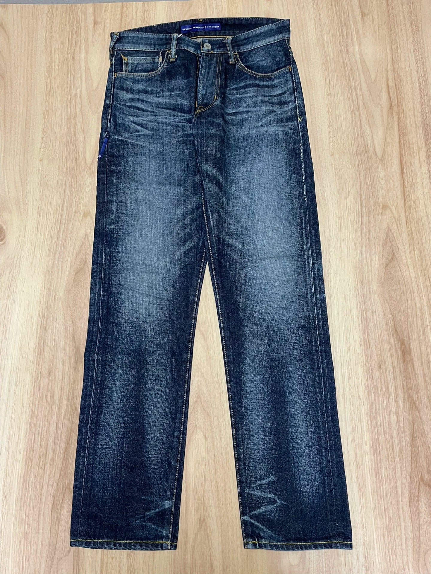 fragment lightning wash denim pants