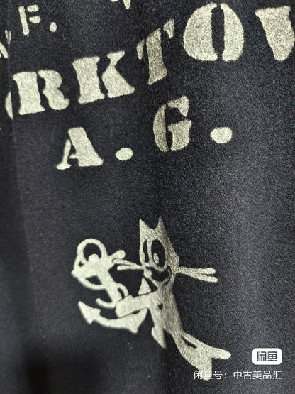 Vintage Black Wool Shirt with Print