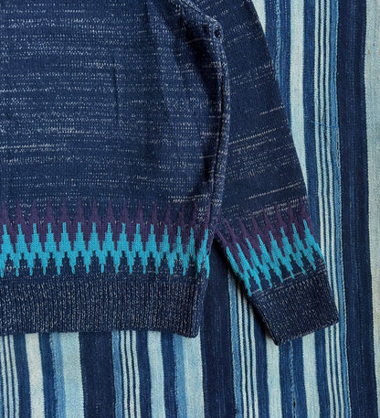 kuon zig-zag sweater in navy blue