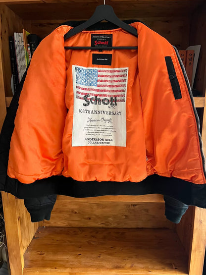 schott x anderson bell black embroidered jacket