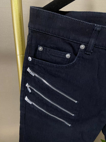 Saint Laurent Five-Zipper Black Jeans