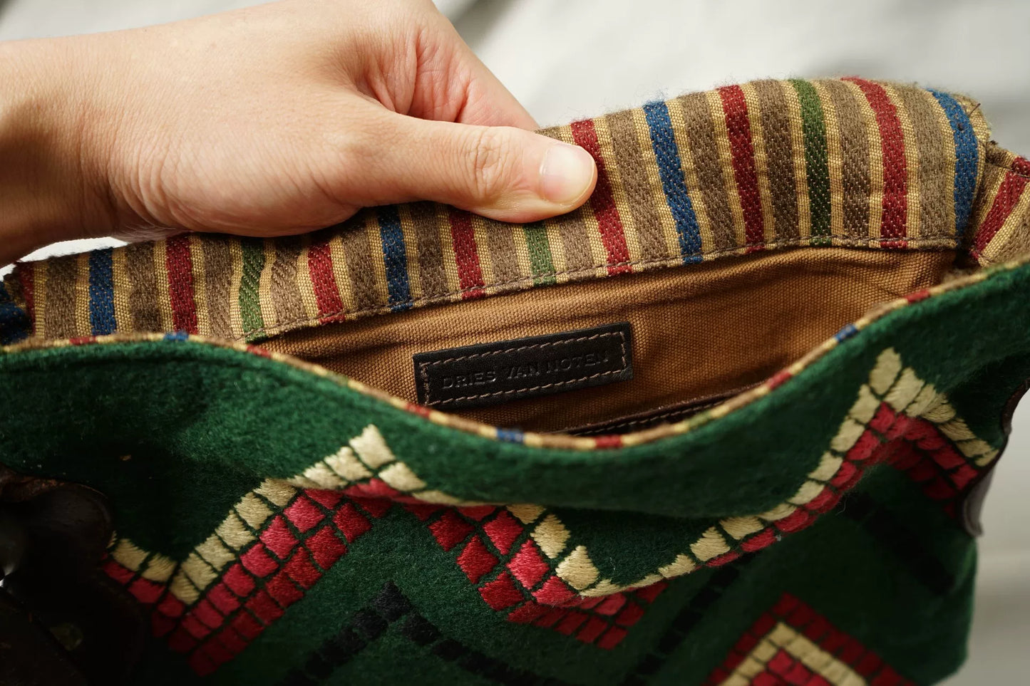 Dries Van Noten Grunge Ethnic Patchwork Shoulder Bag