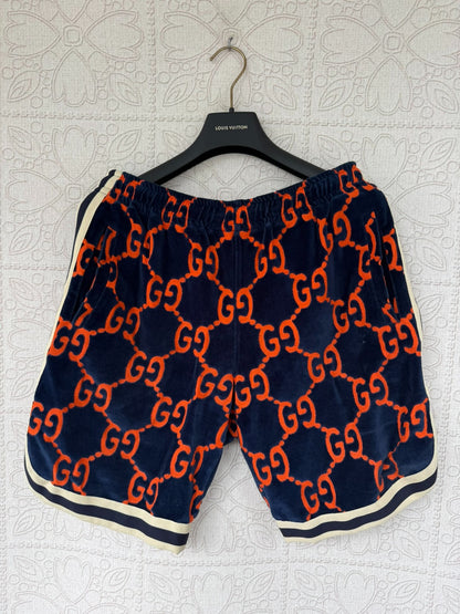 gucci double g velvet print shorts size m