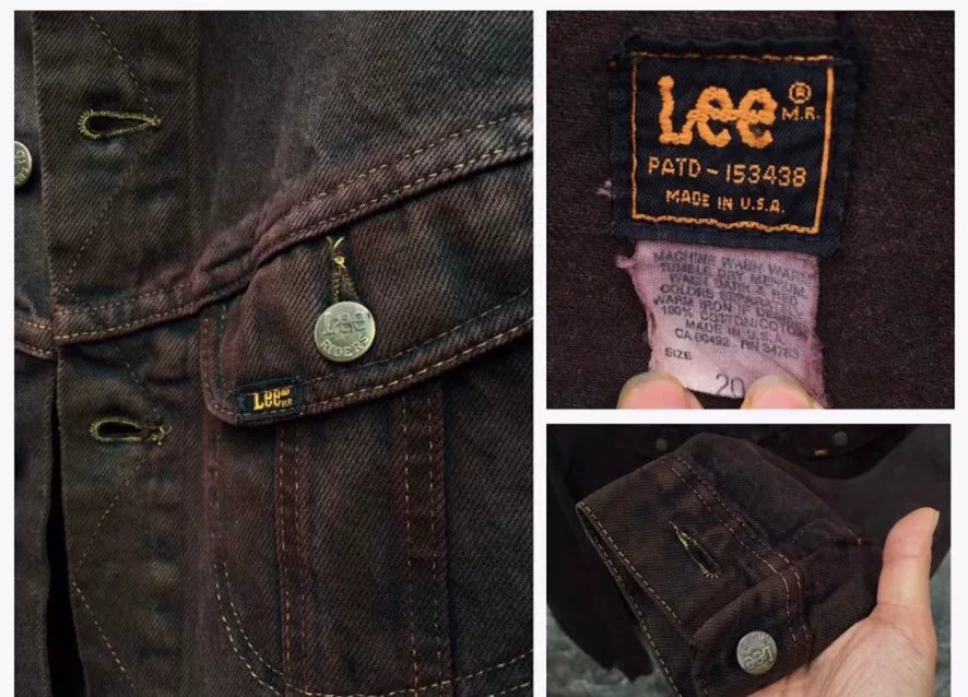 vintage 80s lee denim jacket with unique dye