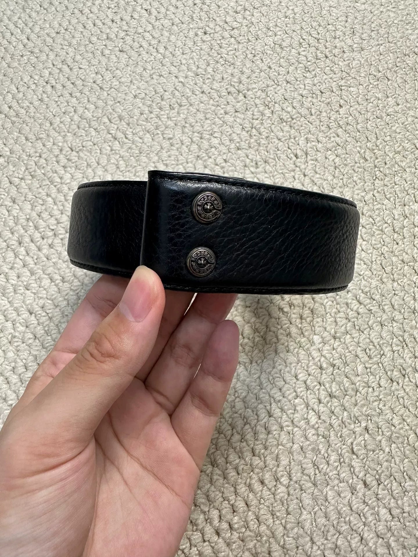 Chrome Hearts Classic Black Leather Belt 36