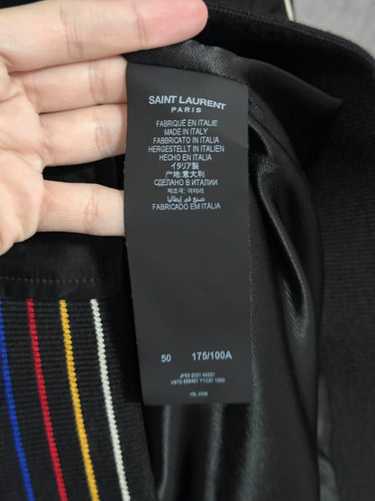 Saint Laurent Black YSL Embroidery Bomber Jacket