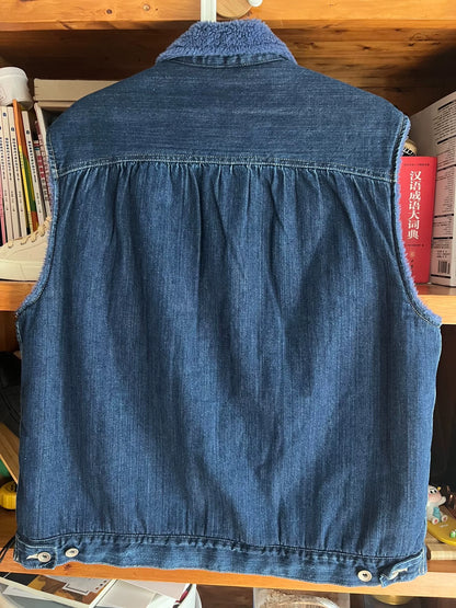 porter classic denim boa vest