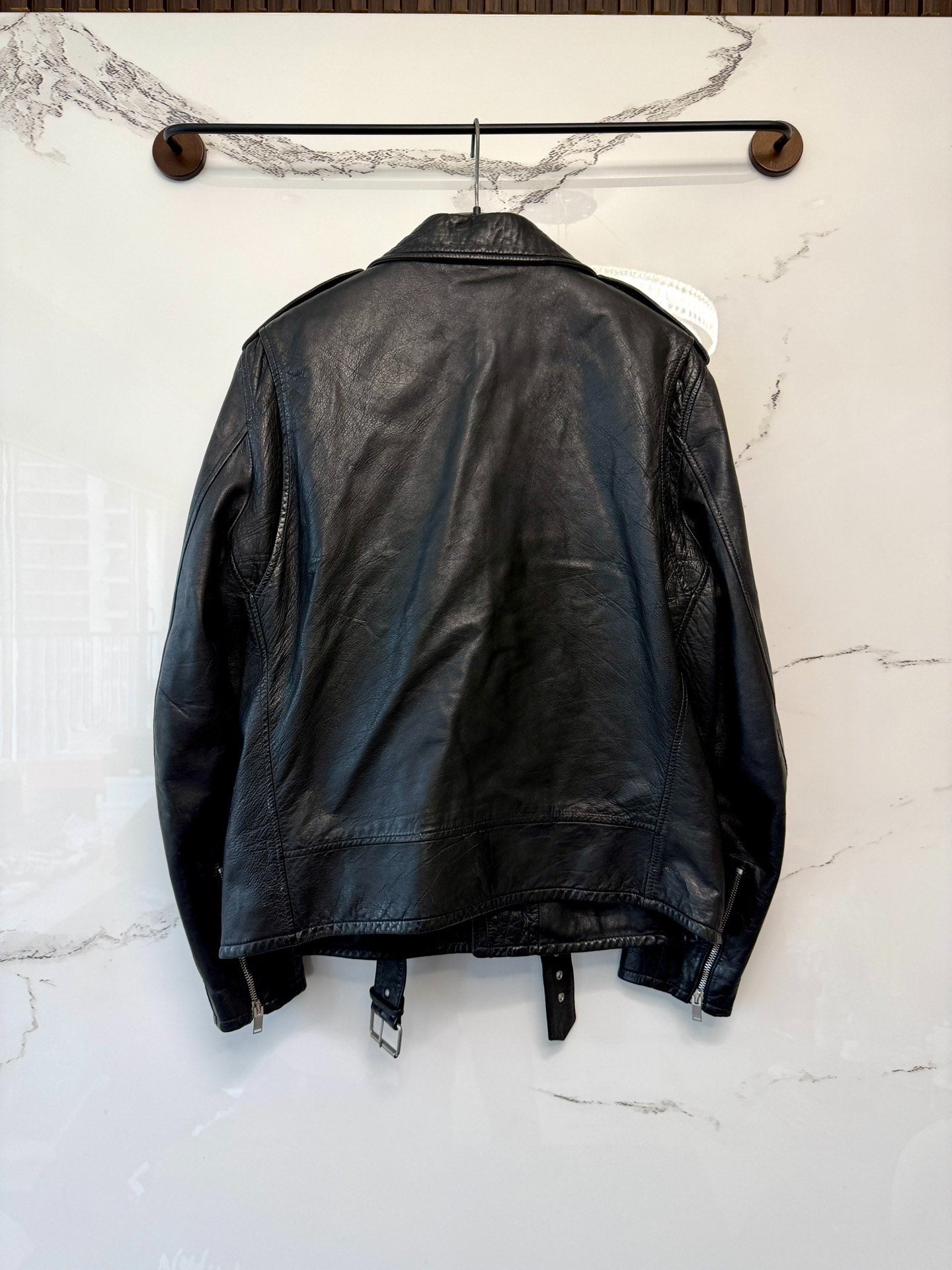 saint laurent black leather guitar jacket