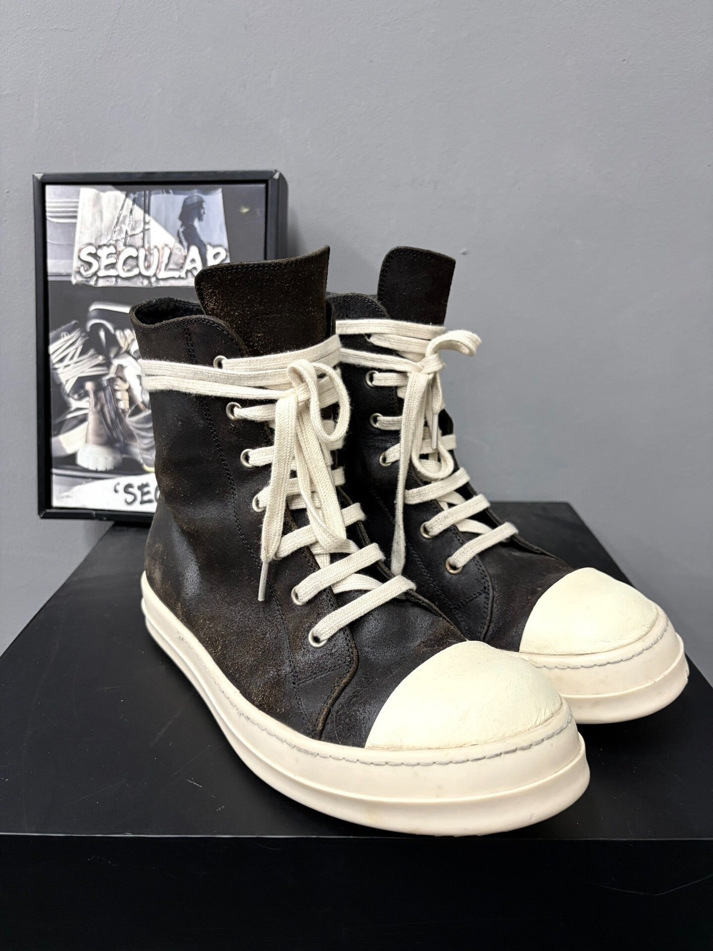 Rick Owens High-Top Leather Sneakers
