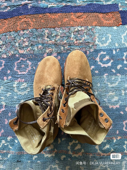 rrl camouflage patchwork ankle boots