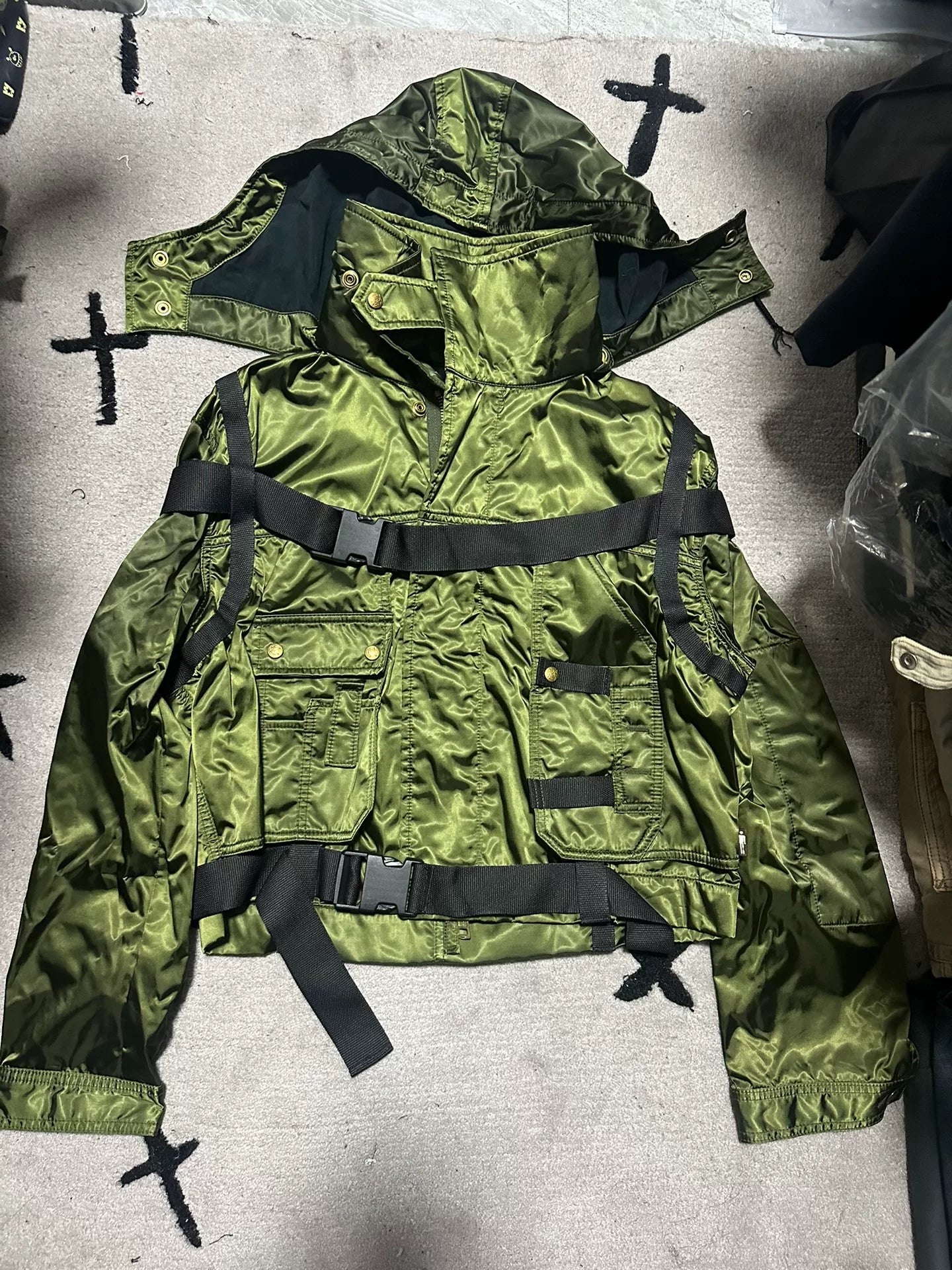 rare jean paul gaultier green parachute jacket