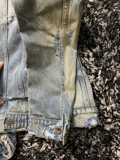 amiri拼皮牛仔夹克 denim jacket