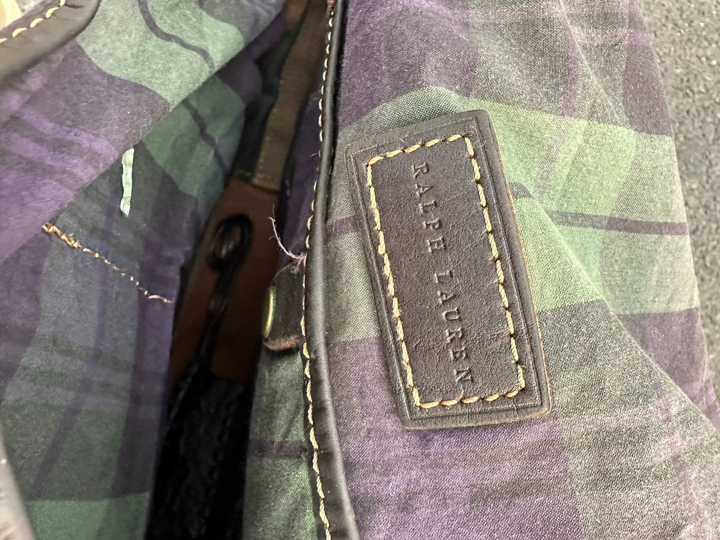 Ralph Lauren Waxed Leather Canvas Crossbody Bag