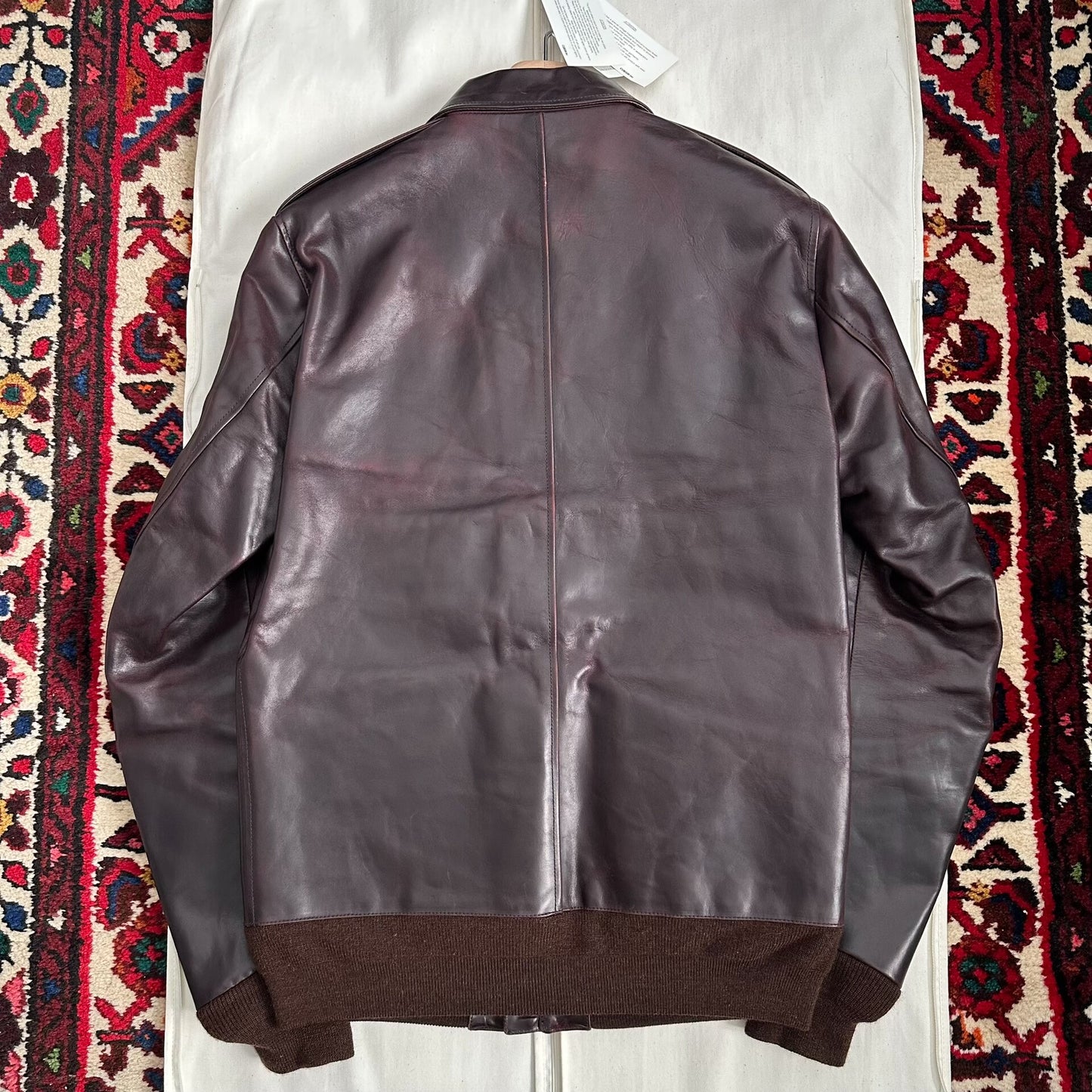 visvim elmendorf leather jacket in burgundy