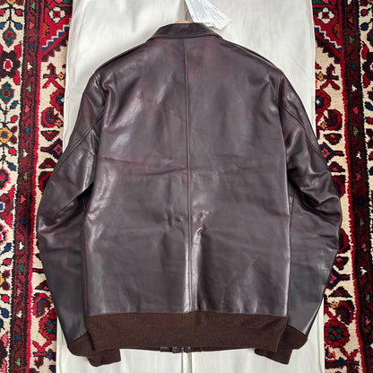 visvim elmendorf leather jacket in burgundy