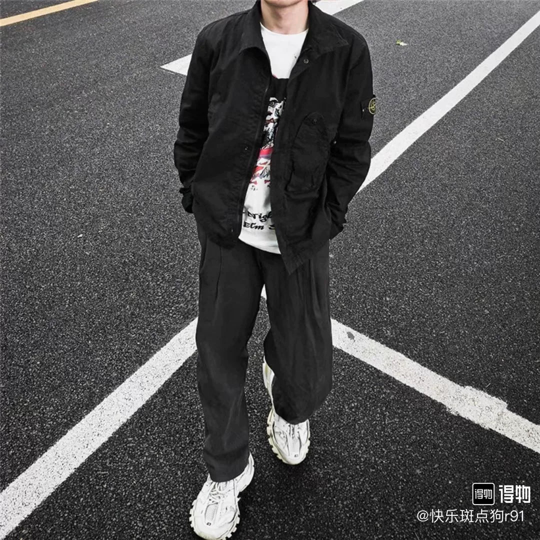 Stone Island Black Cotton Pilot Jacket