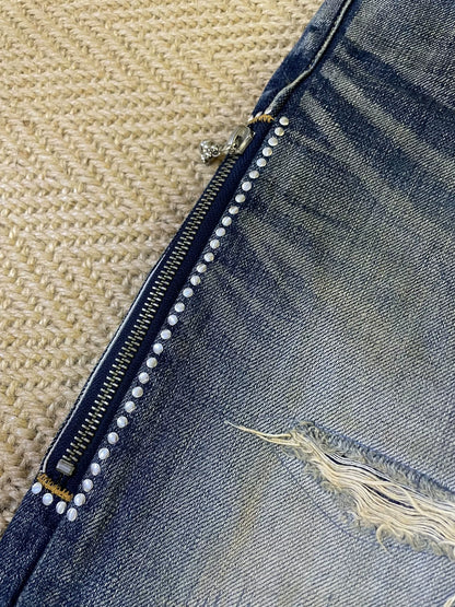 vintage denim with distressed details