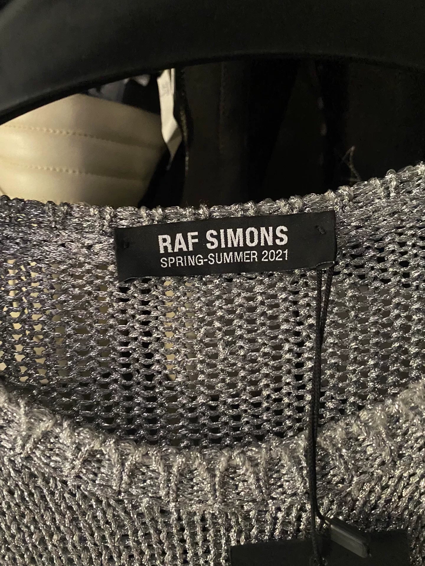 raf simons rs silver glitter sweater