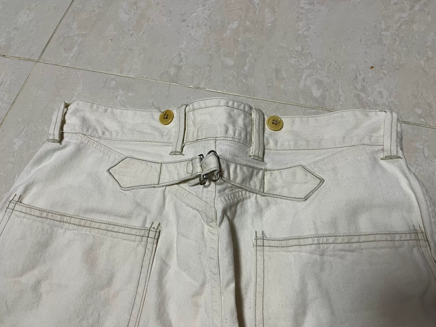 Freewheelers White Mid-rise Straight Leg Pants