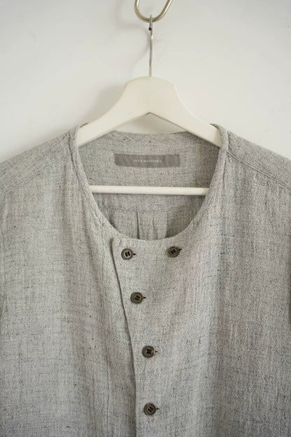 gray linen button-up shirt by Yuta Matsuoka