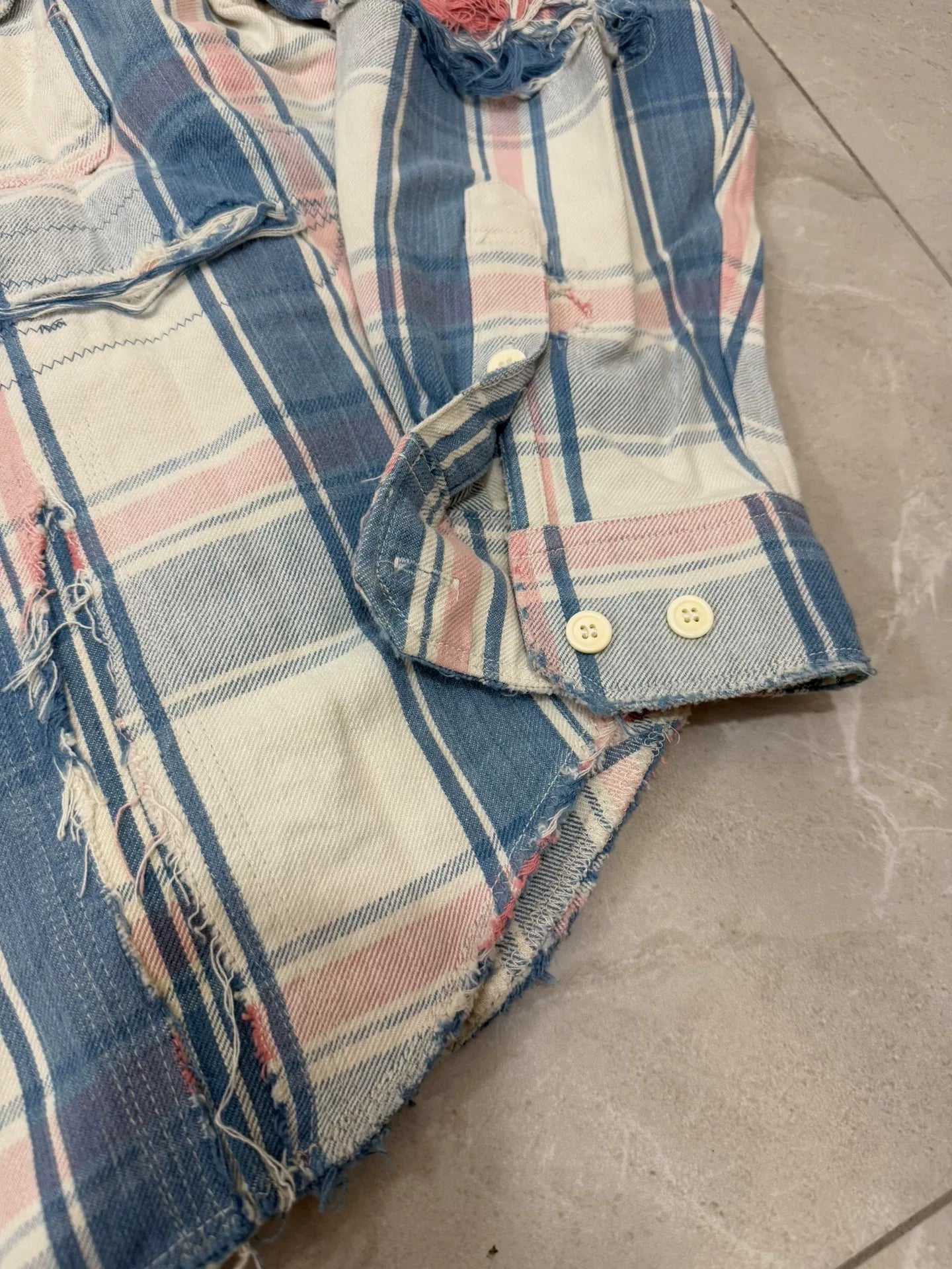 VISVIM 22SS PIONEER CHECK L/S Distressed Shirt
