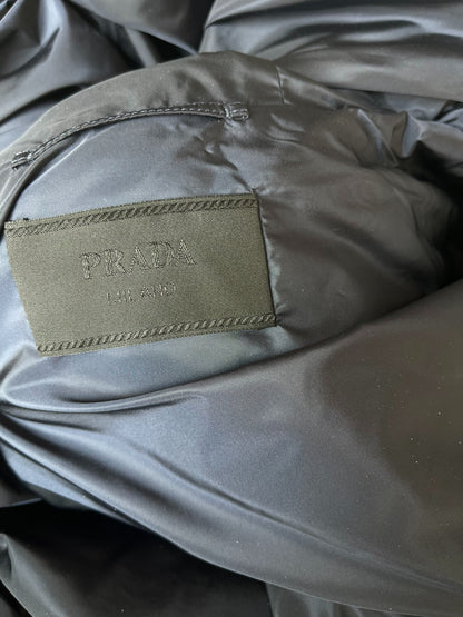 prada corduroy down jacket in navy blue