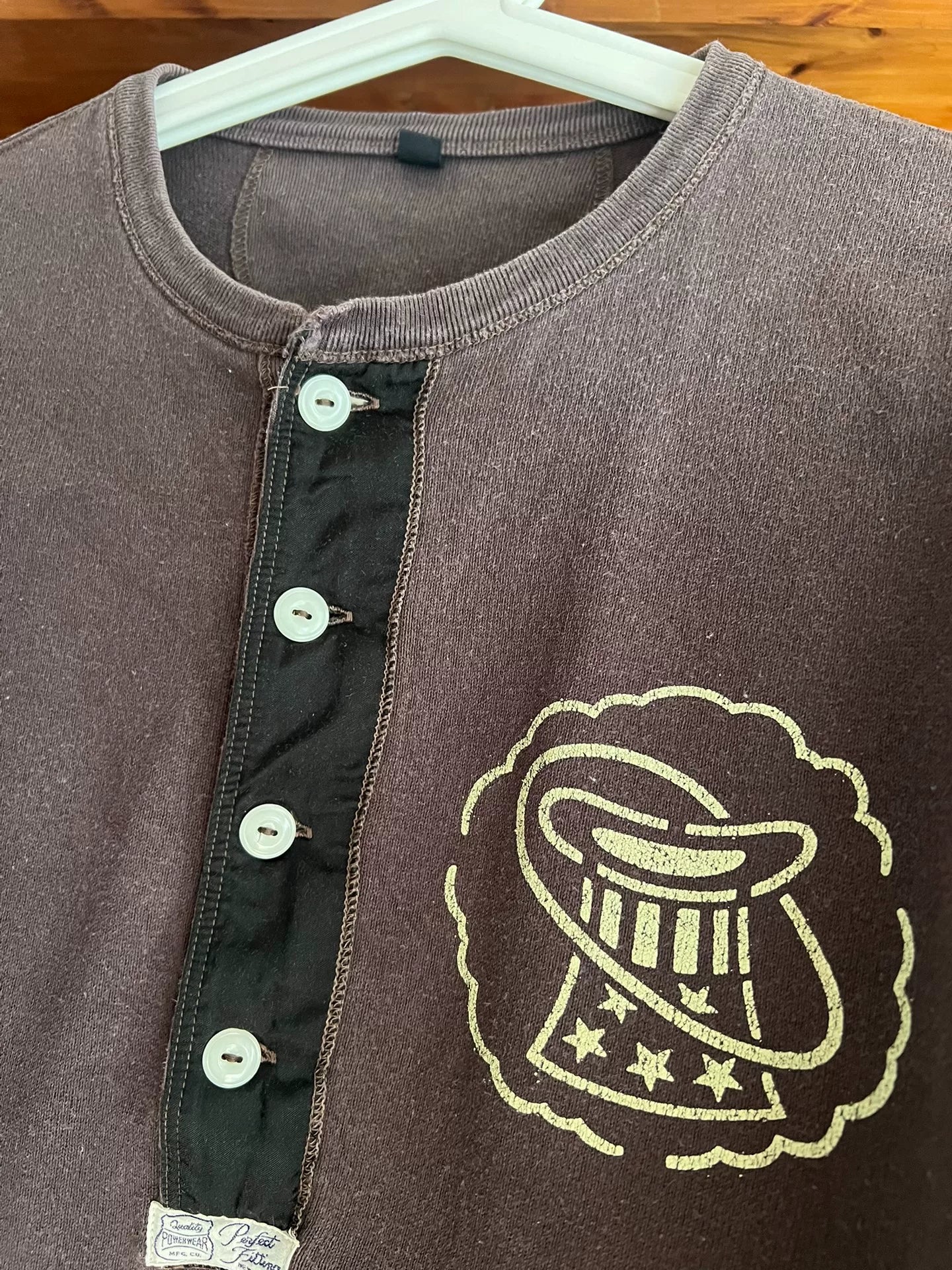 vintage washed henley long sleeve shirt