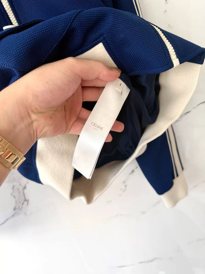 Celine Blue Embroidered Logo Jacket