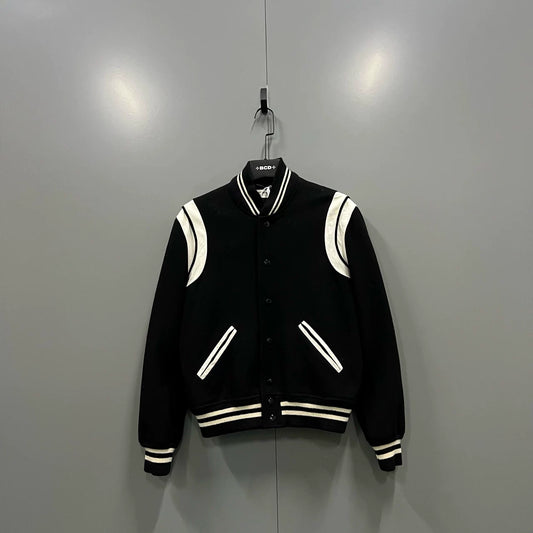 Saint Laurent Black White Baseball Jacket