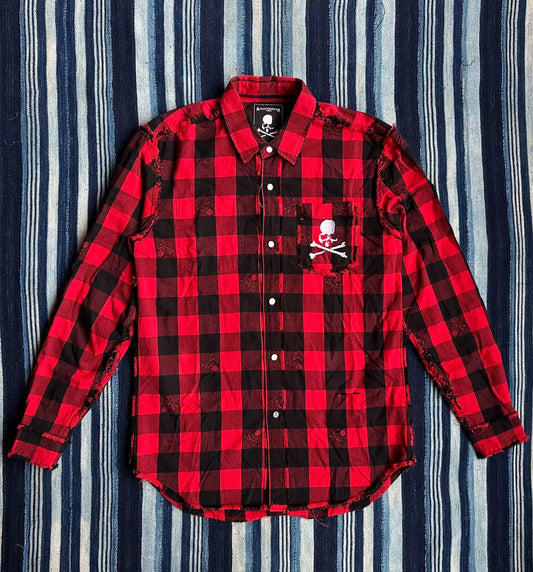 Mastermind World Flannel Shirt with Skull Embroidery