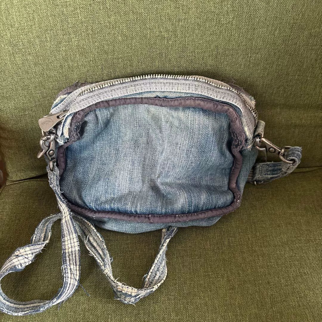 Porter Classic Distressed Denim Crossbody Bag
