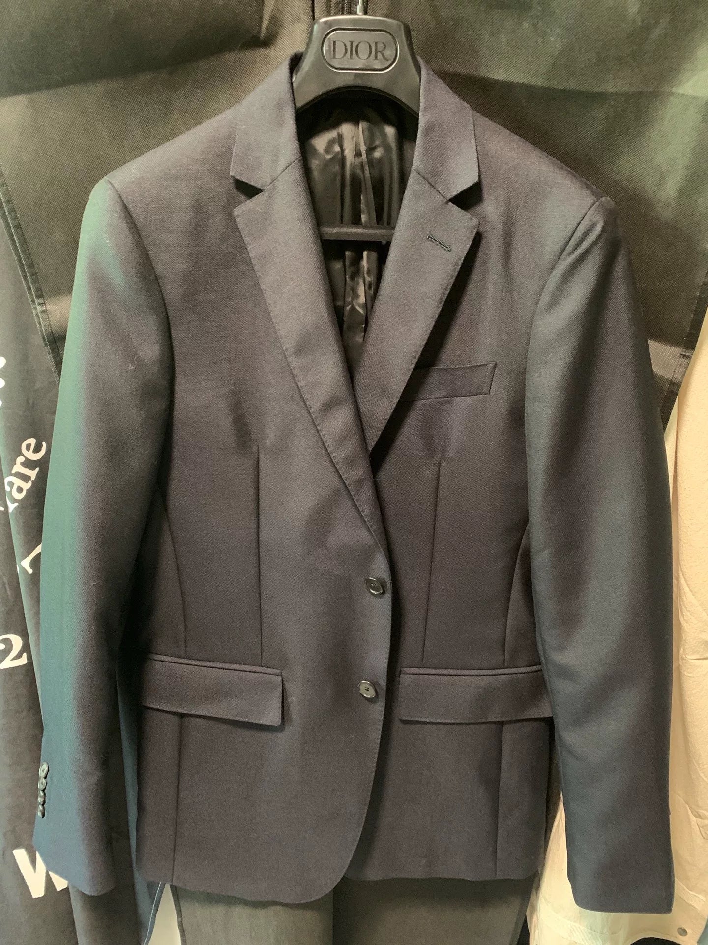 calvin klein navy wool blend blazer