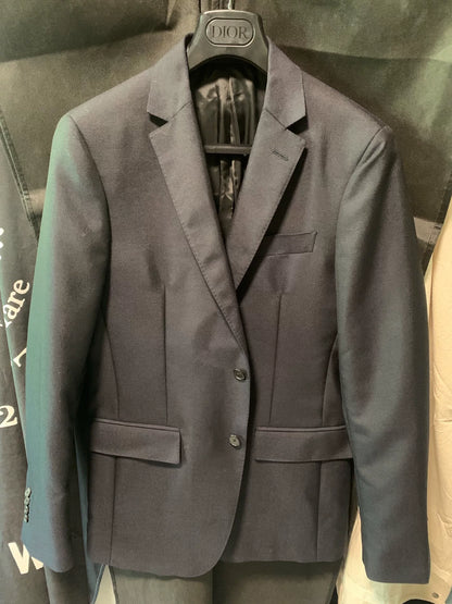 calvin klein navy wool blend blazer