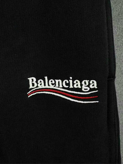 balenciaga embroidered logo long pants in black