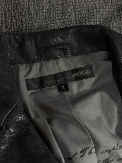 dark goat leather single-breasted blazer