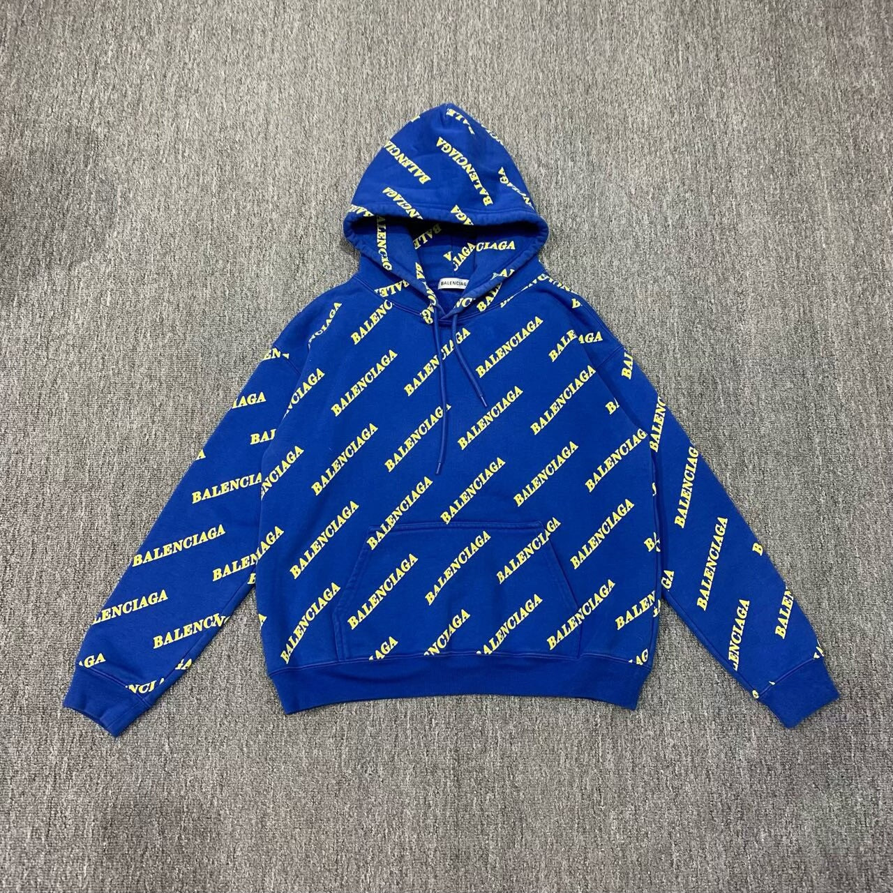 balenciaga blue printed hooded sweatshirt