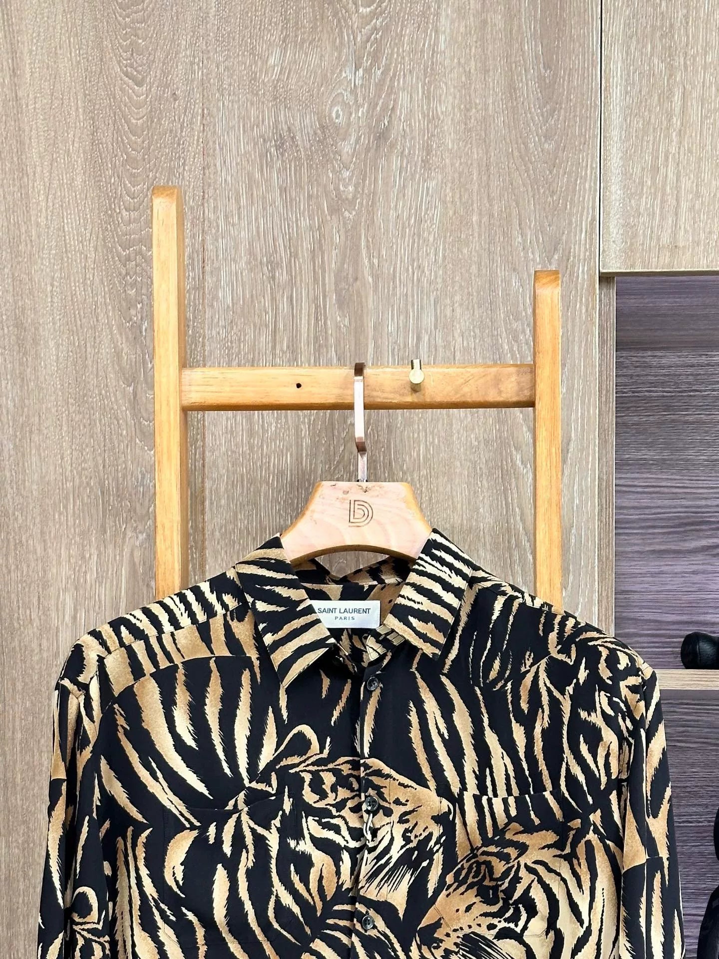 Saint Laurent Tiger-Print Silk Shirt