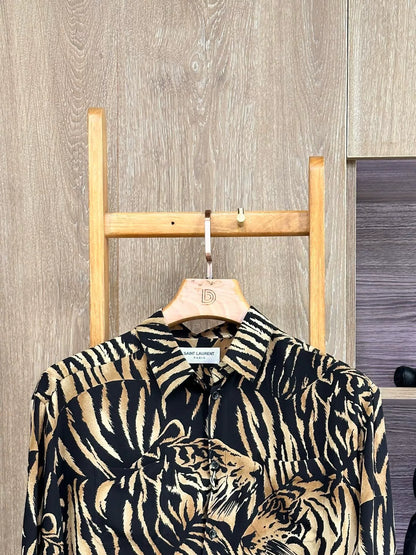 Saint Laurent Tiger-Print Silk Shirt