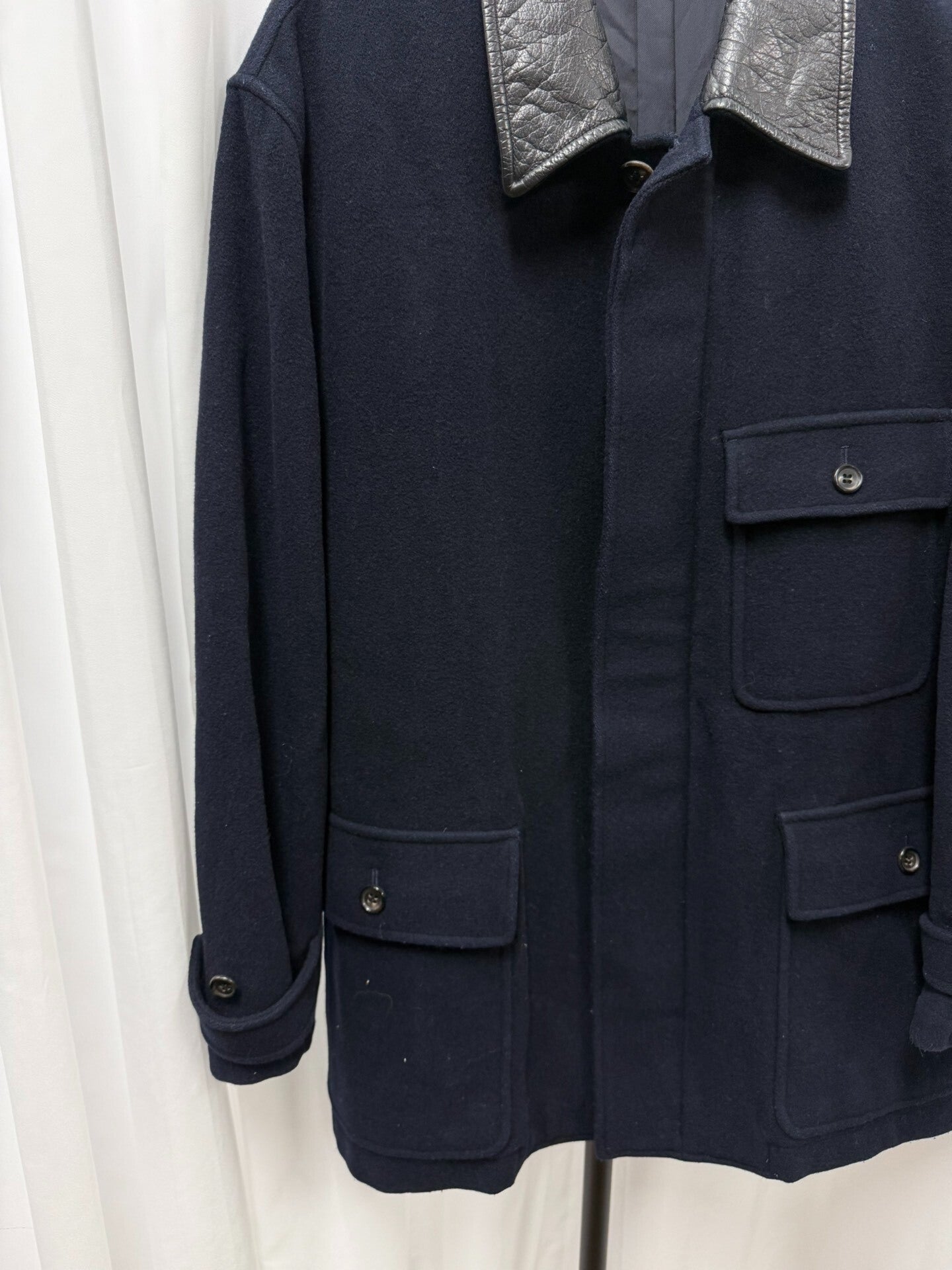 Comme des Garçons Homme 1991AW Leather Collar Wool Coat