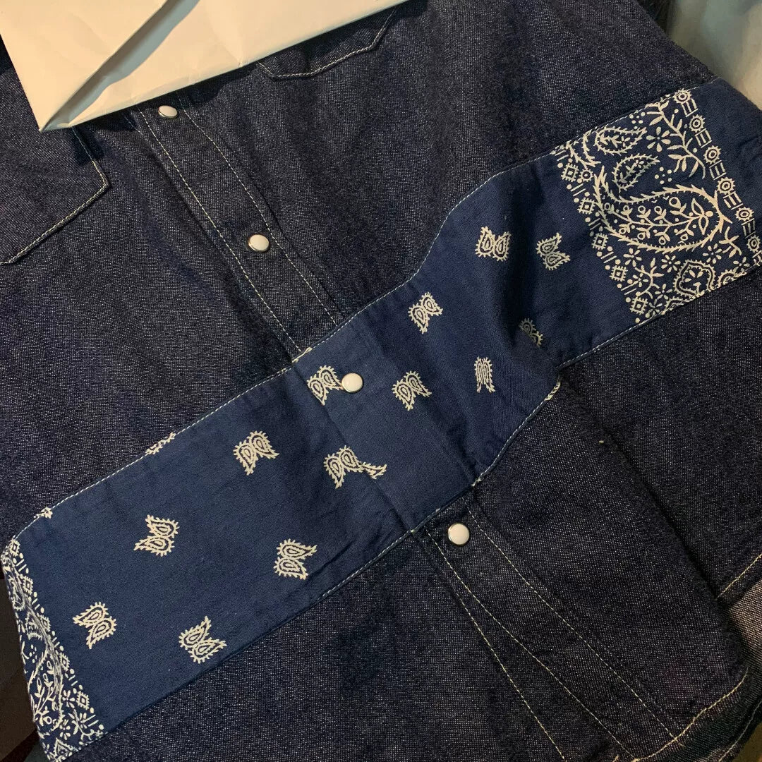 VISVIM 5-NATION Bandana Border Shirt One Wash