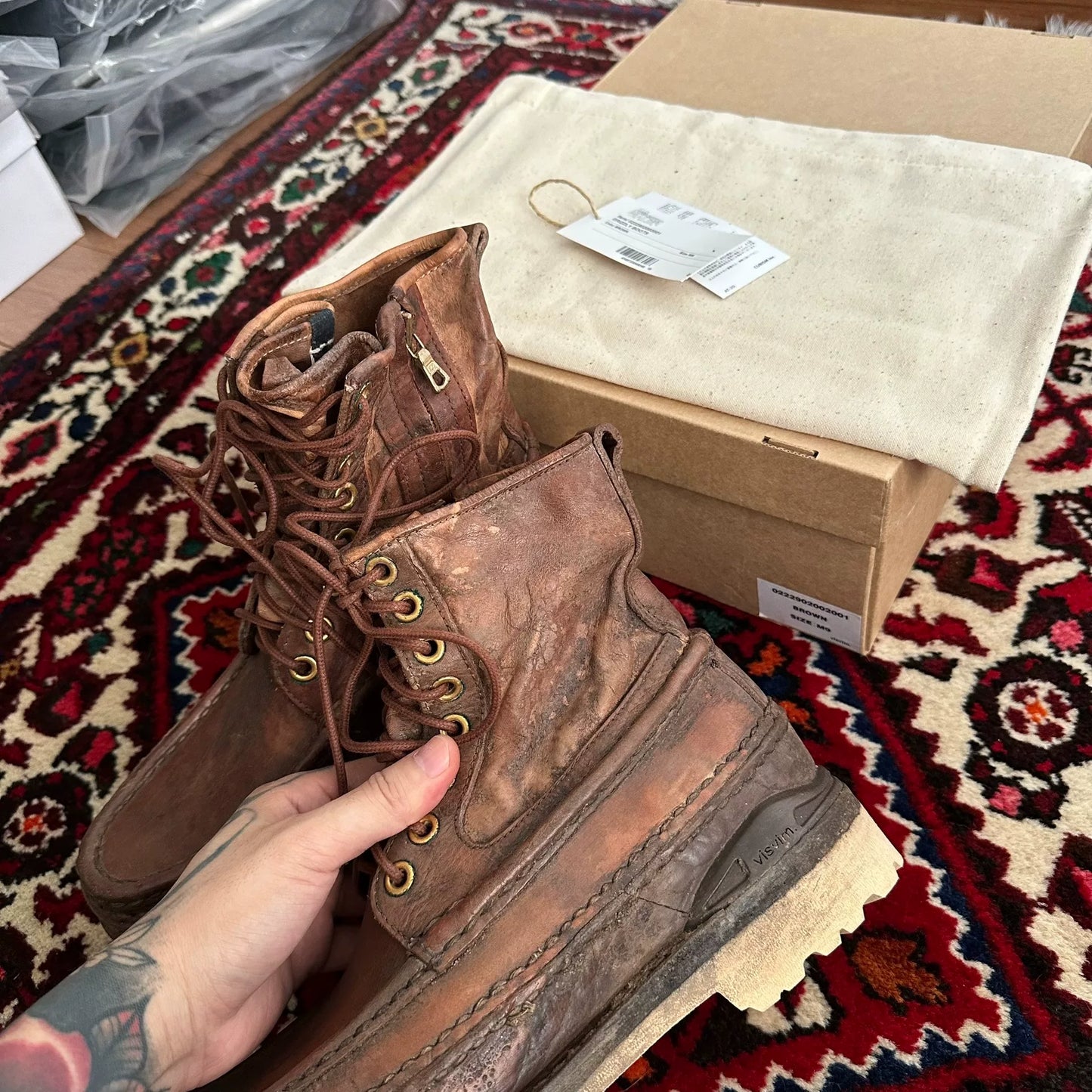 visvim grizzly boots in mud dye finish
