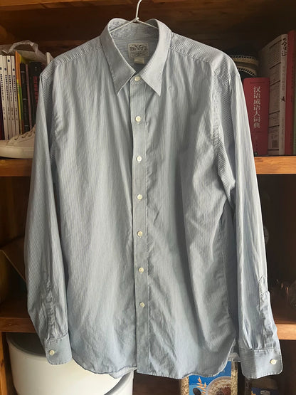RRL Long Sleeve Striped Shirt in Blue White