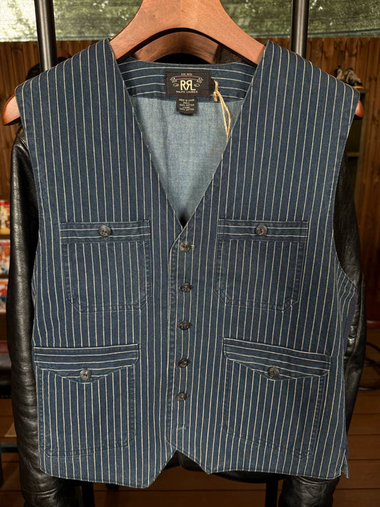 RRL Blue Striped Vest